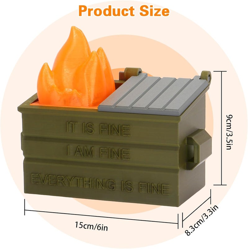Dalycro Dumpster Fire Pencil Holder Fun Desk Accessories with Removable Flame Light Touch Dimming Mode & USB Charging Port Perfect Pen Holder for Desk, Funny Gift for Coworkers - Image 2
